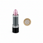 Laval Lipstick Tawny No 37 beside a £1 coin on white background showing product size