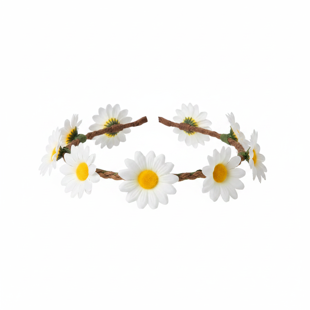 Good Quality Daisy Hairband on pure white background — studio hero shot, Amazon/eBay compliant