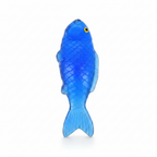 Sticky Fish Squishy Squeeze toy in vivid blue on a pure white studio background