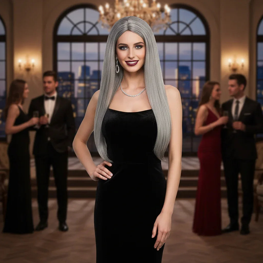 Wicked Costumes Women's Classic Long Dark Grey Wig - Why Not Shop
