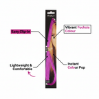 Stargazer Baby Hair Extension Fuchsia feature infographic showing easy clip-in, vibrant colour, lightweight and one size fits all callouts
