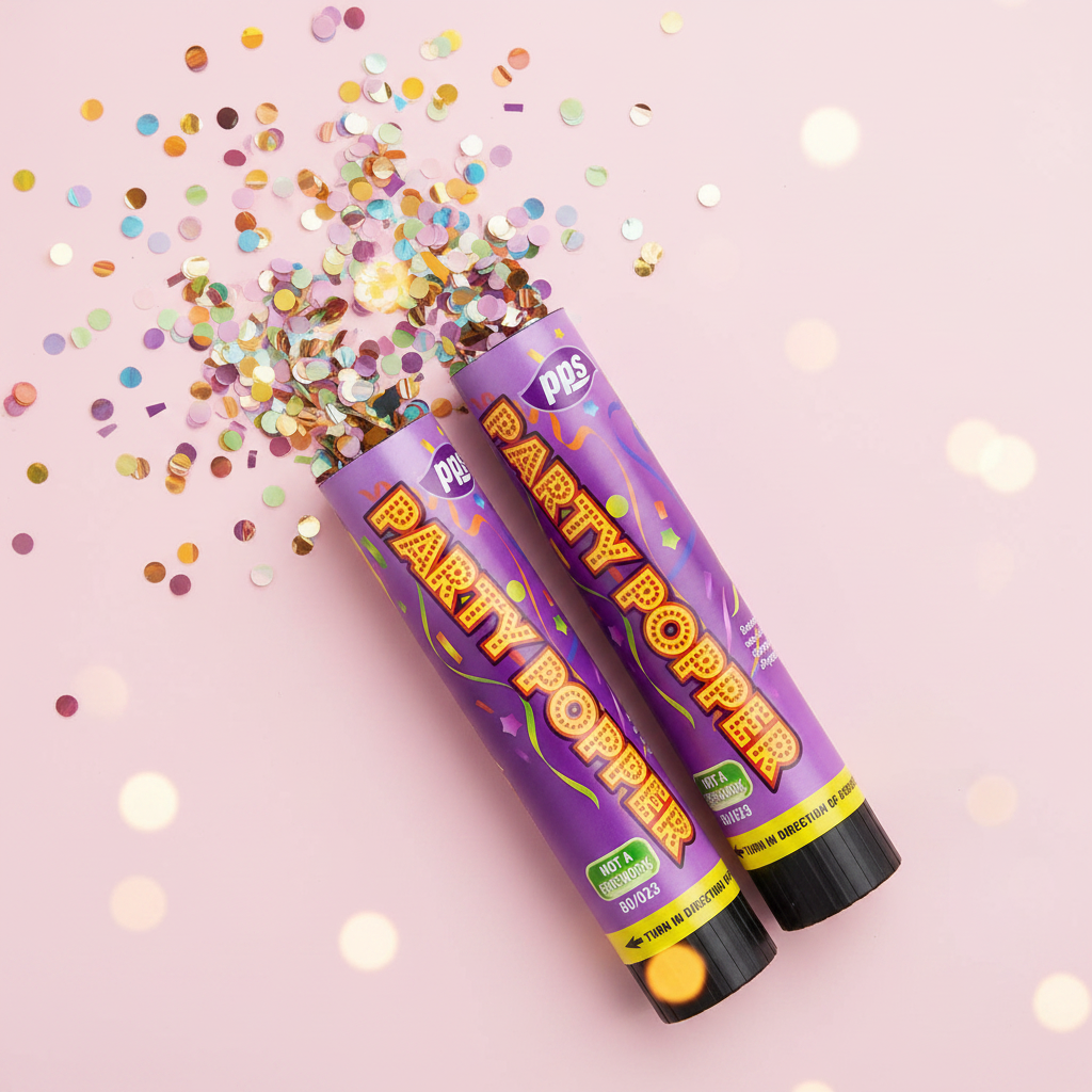 Colour Confetti Cannon Party Poppers 21cm - Pastel Social Media Shot
