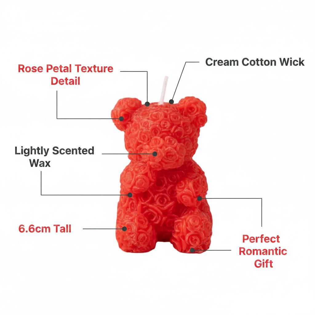 Scented Rose Bear Candle 6.6cm