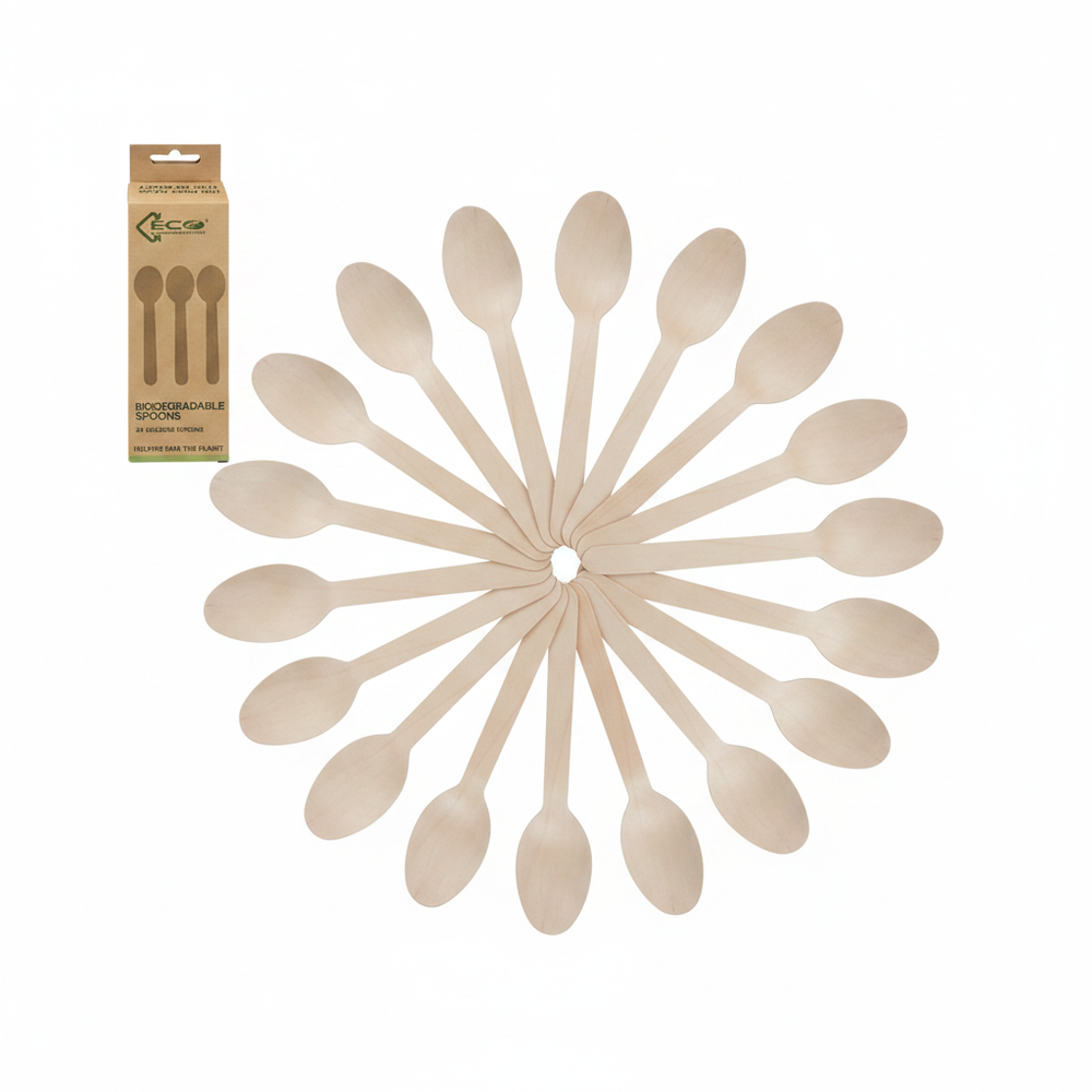 Eco Birchwood Wooden Spoons 24 pack displayed on a clean white background