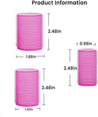 18 Pack Heatless Hair Curling Set - Pink Velcro Rollers 3 Sizes