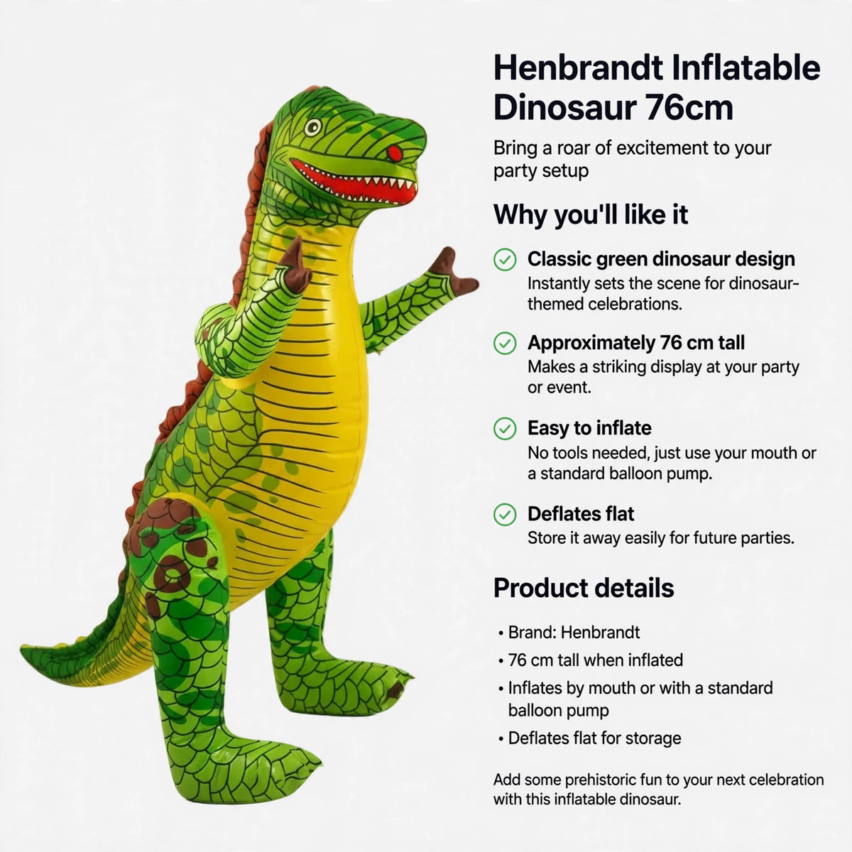 Inflates easily by mouth or balloon pump and deflates flat for storage