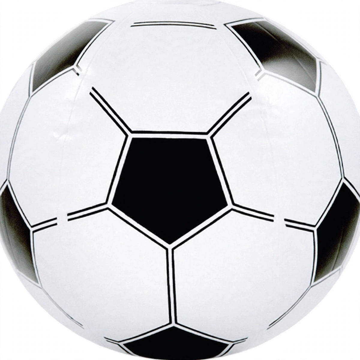 Close-up view of the black and white hexagonal panel design on the inflatable football
