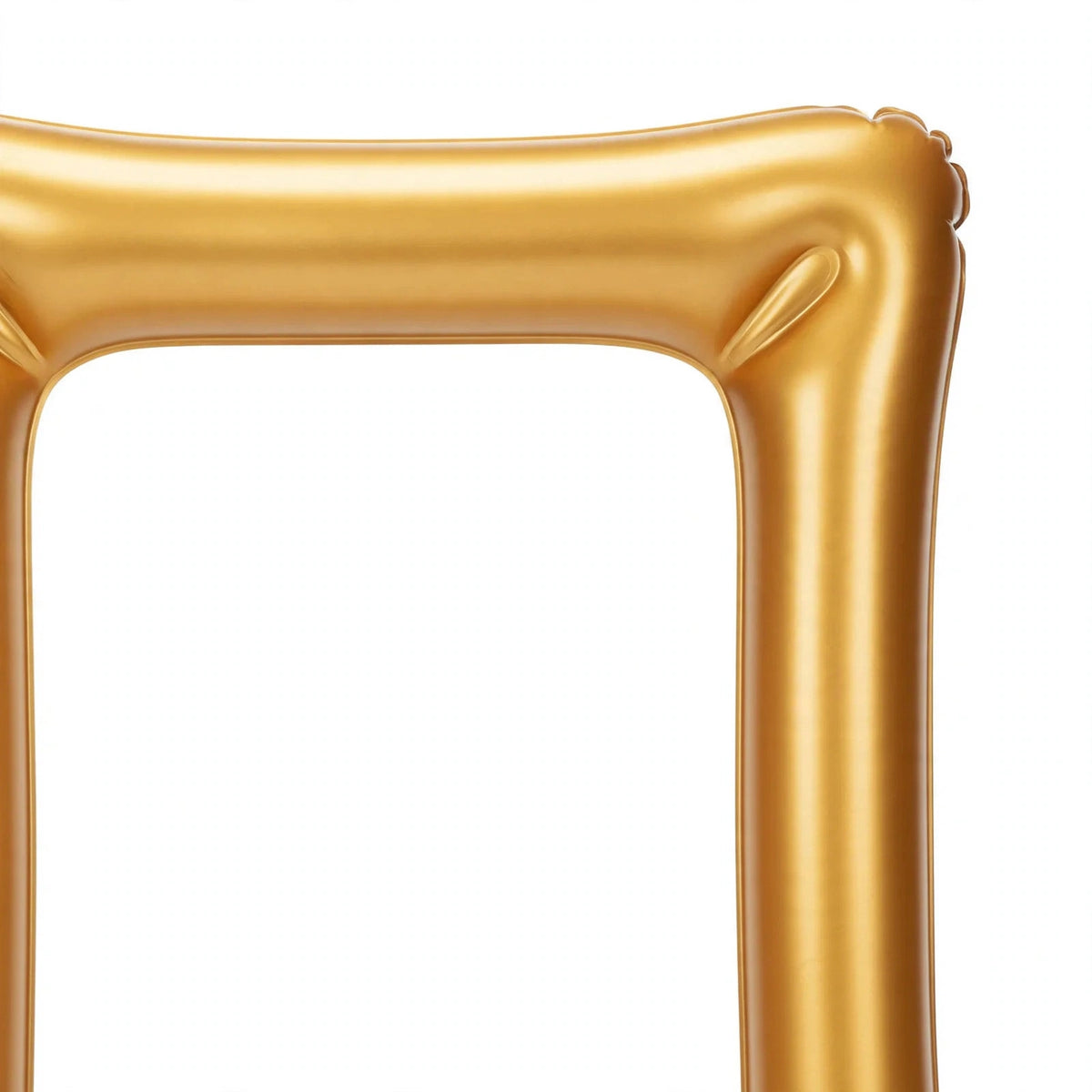 Close-up view of Henbrandt gold inflatable photo frame made of inflatable vinyl