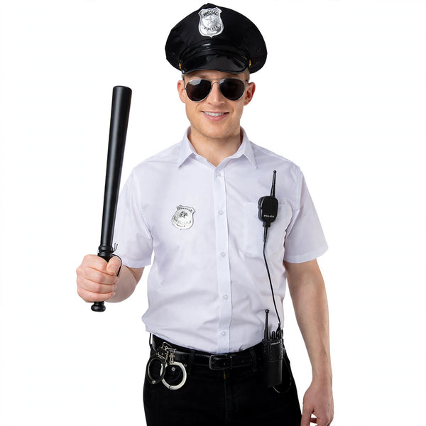 Instant Cop Fancy Dress Police Set with police hat, shades, badge, cuffs, radio set, and baton