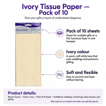 Features pack of 10 sheets, ivory colour, soft and flexible tissue paper
