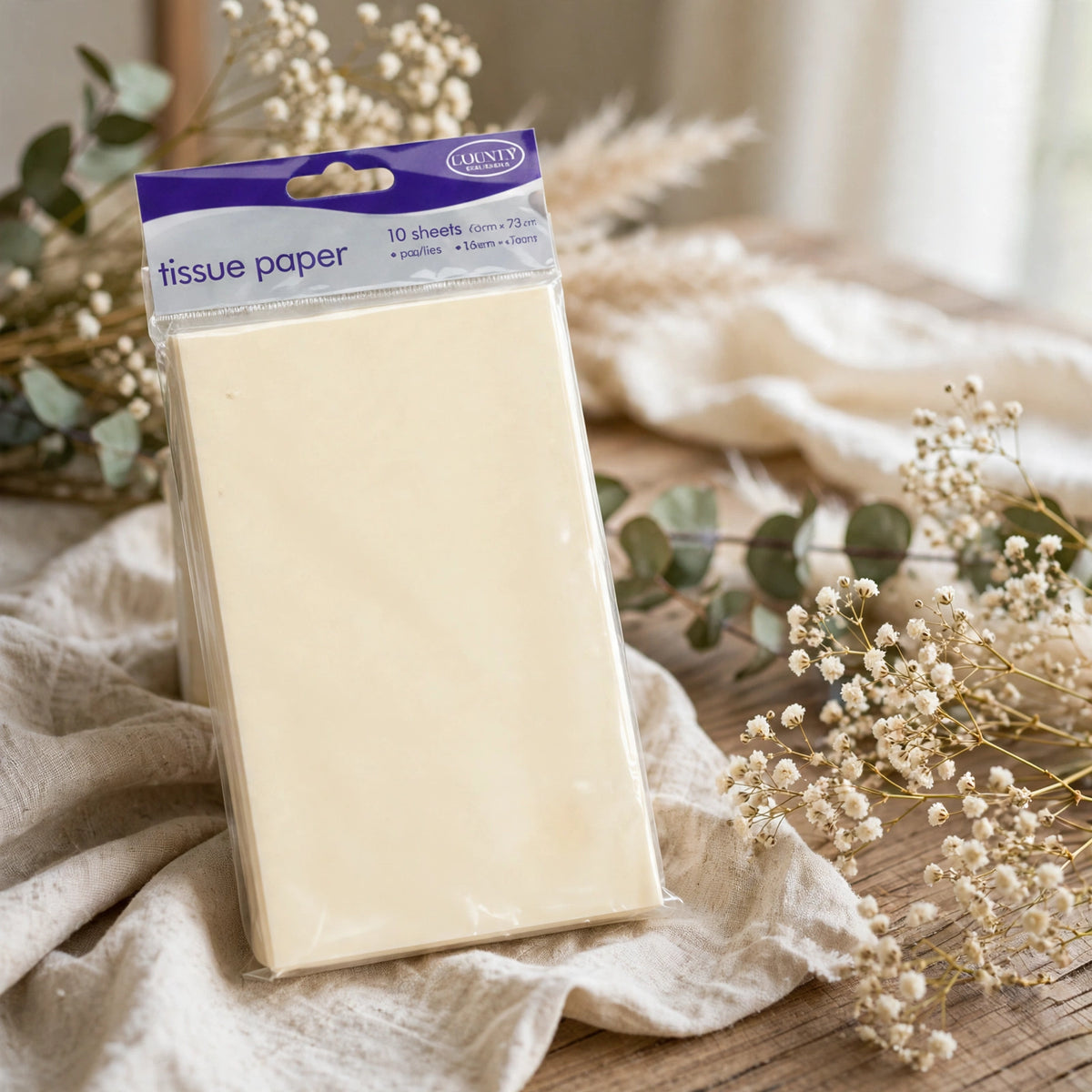 Ivory tissue paper used inside gift bags and hampers for weddings and special occasions