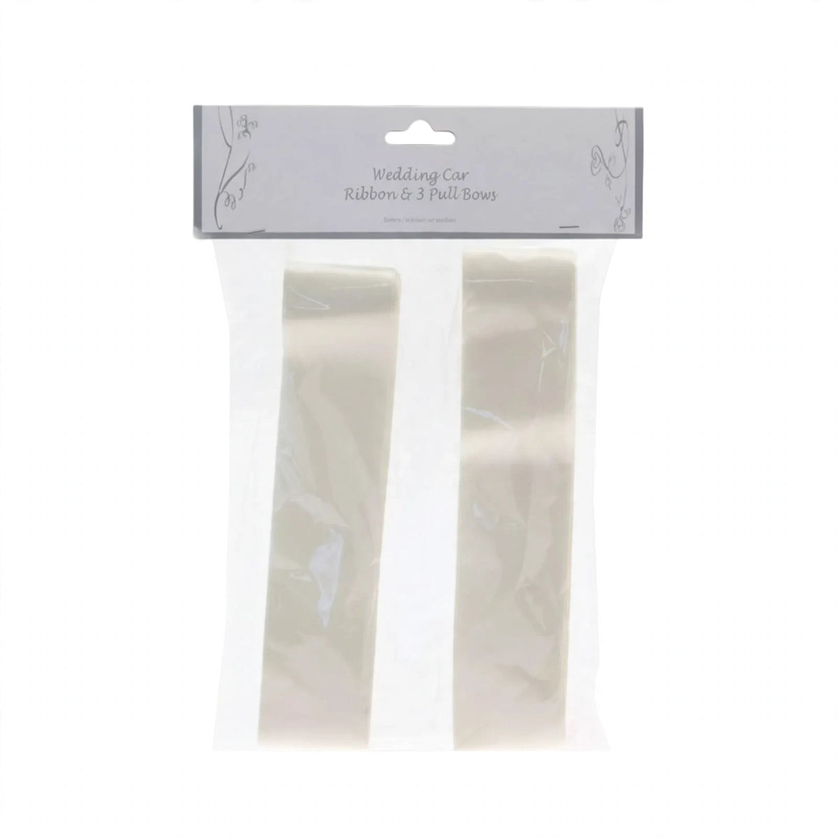 Ivory wedding car ribbon and pull bows pack with three satin ribbons and matching pre-tied bows