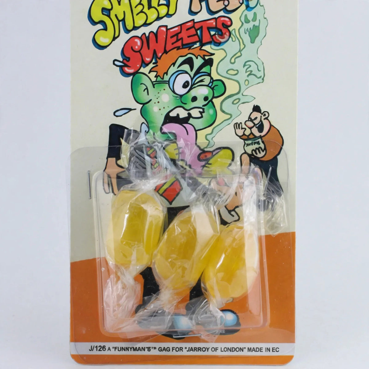 Close-up view of Joke Smelly Feet Sweets shaped like feet