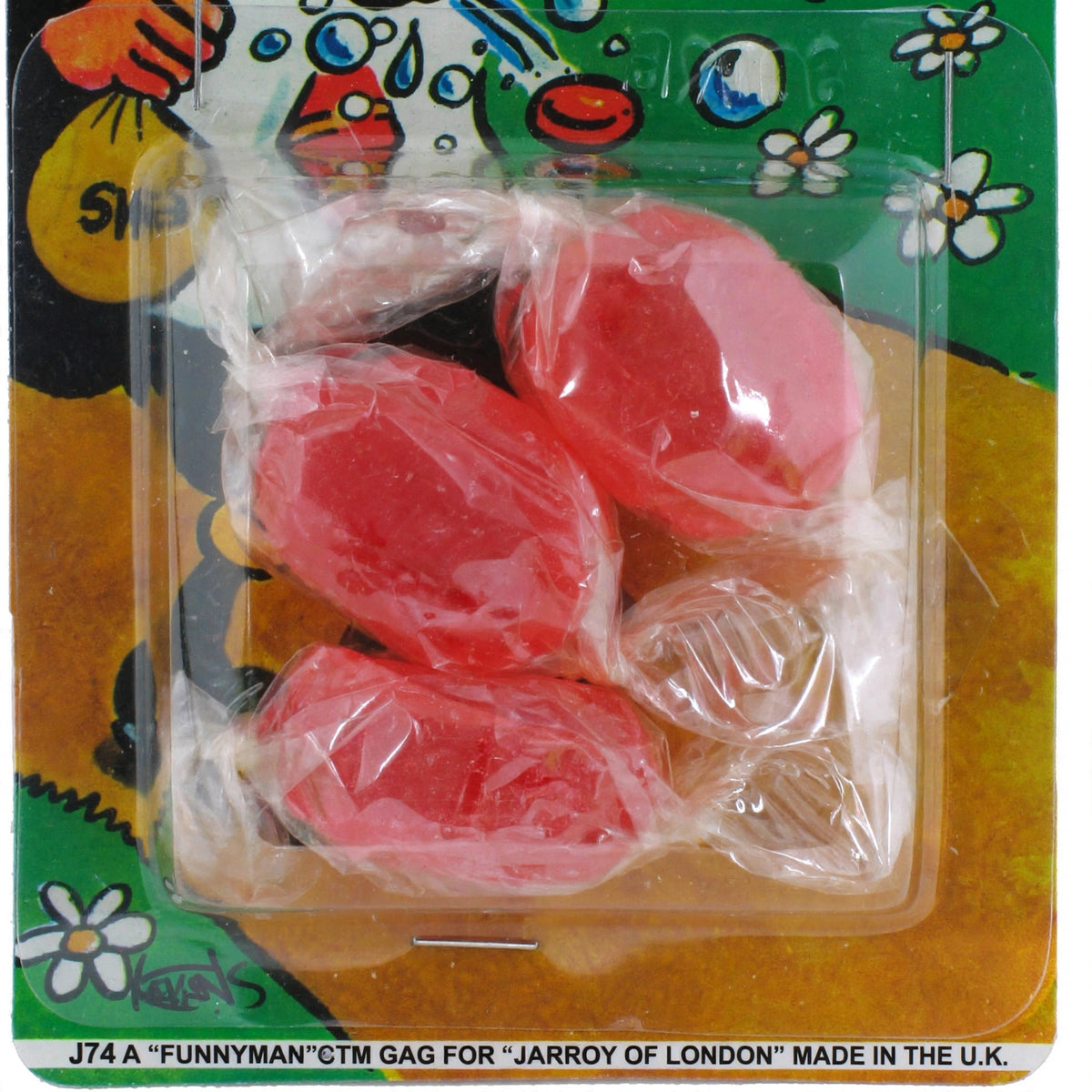 Close-up view of soap bars shaped like sweets from Joke Soap Sweets Pack