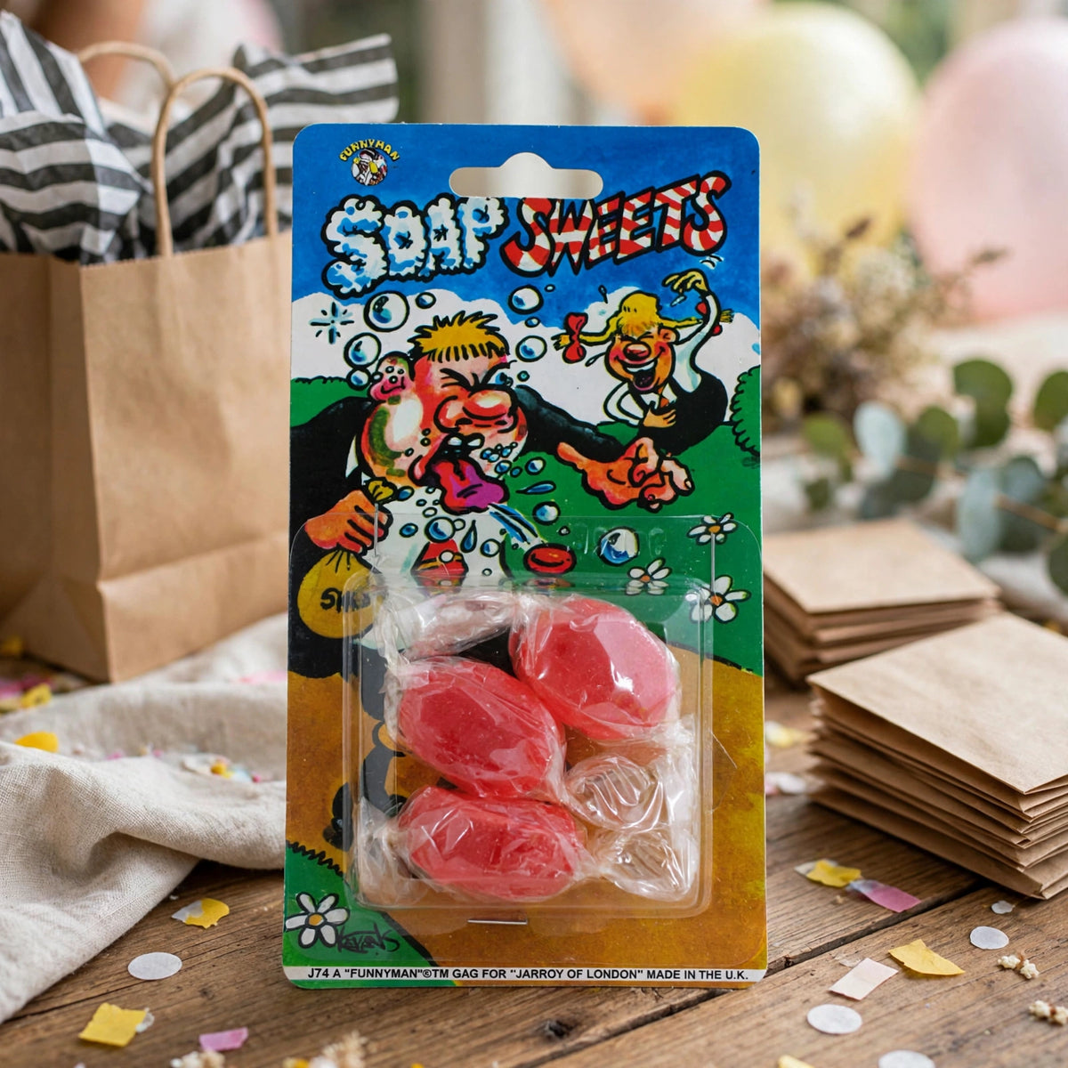 Joke Soap Sweets being used as prank treats at a party