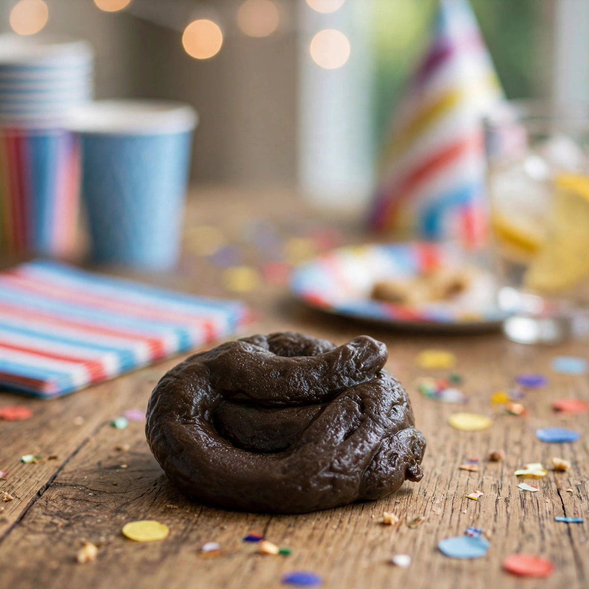 Joke Sticky Poo used as a prank item at a party