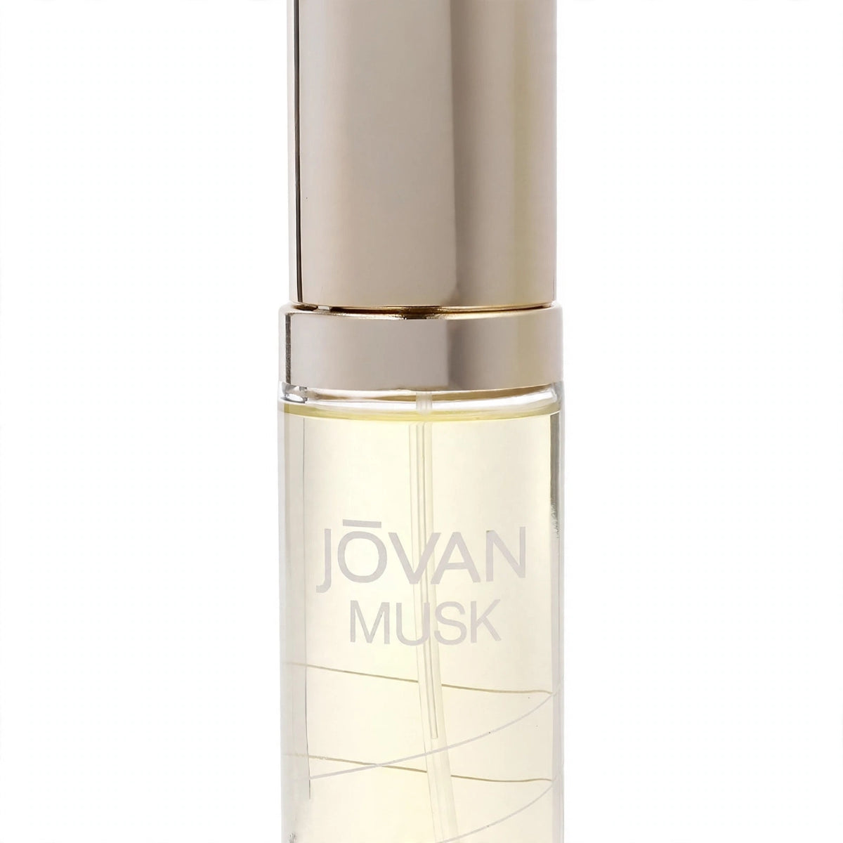 Close-up view of Jovan Musk For Women cologne spray bottle