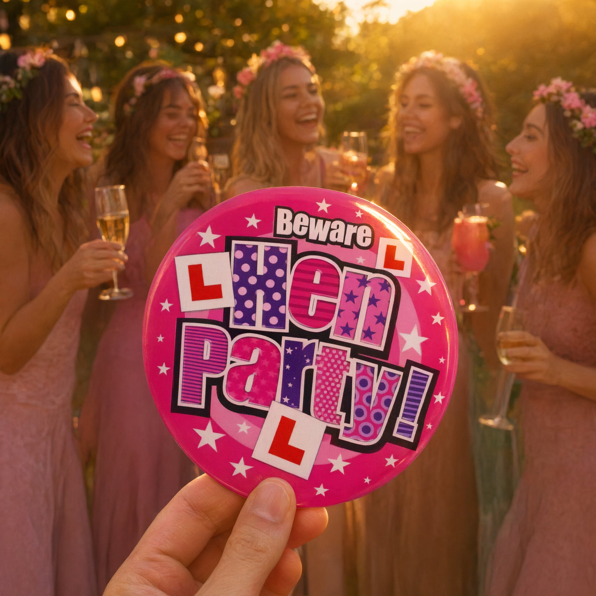 Jumbo Size Extra Large Pink Hen Party Badges 15cm