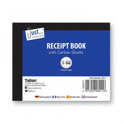 Just Stationery Receipt Book with 80 sheets and duplicate copies