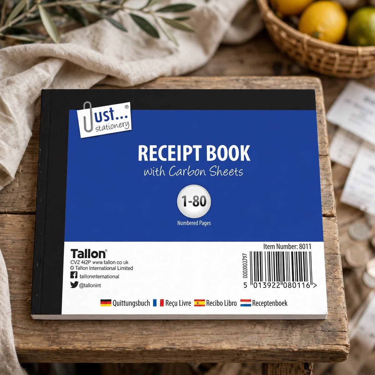 Just Stationery Receipt Book used at a market stall or small business setting