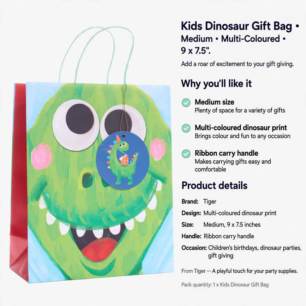 Medium gift bag with ribbon carry handle suitable for toys, books, or treats