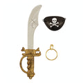 Kids' pirate costume accessory set with plastic sword, black eyepatch, and gold earring