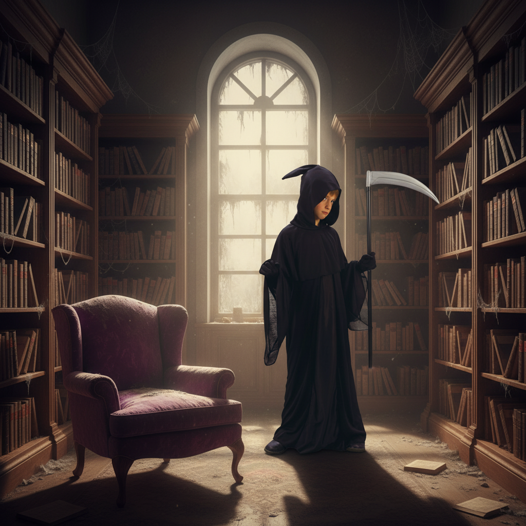 Kids Halloween Grim Reaper Costume With Robe And Hood