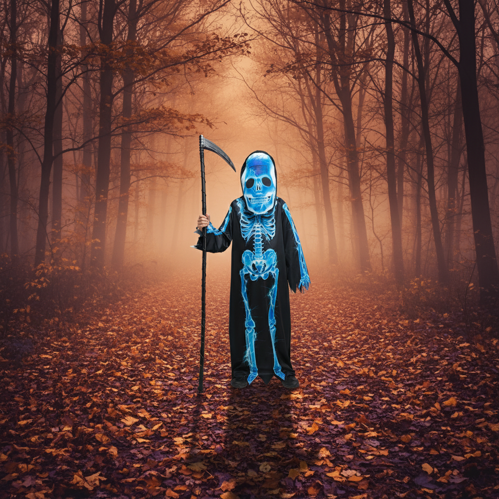 Kids Halloween Reaper Costume With Robe And Hood
