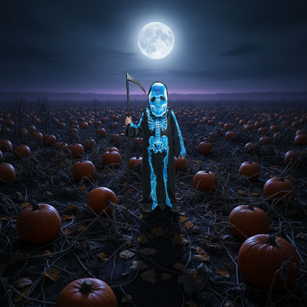 Kids Halloween Reaper Costume With Robe And Hood