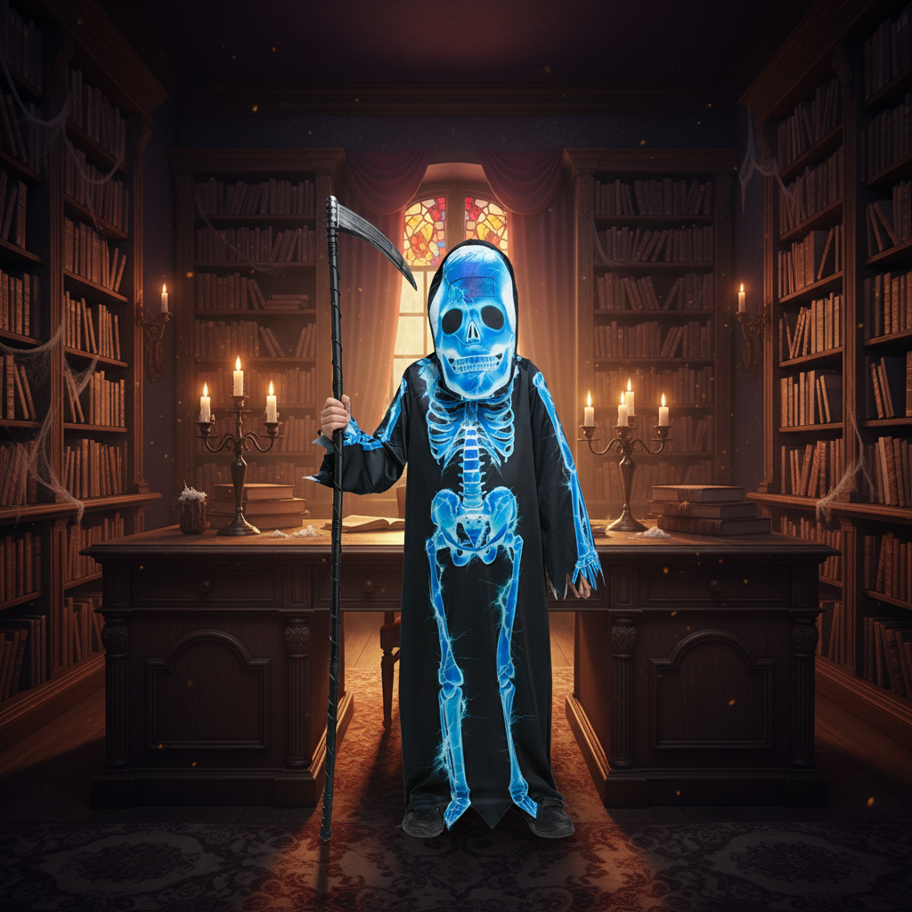 Kids Halloween Reaper Costume With Robe And Hood