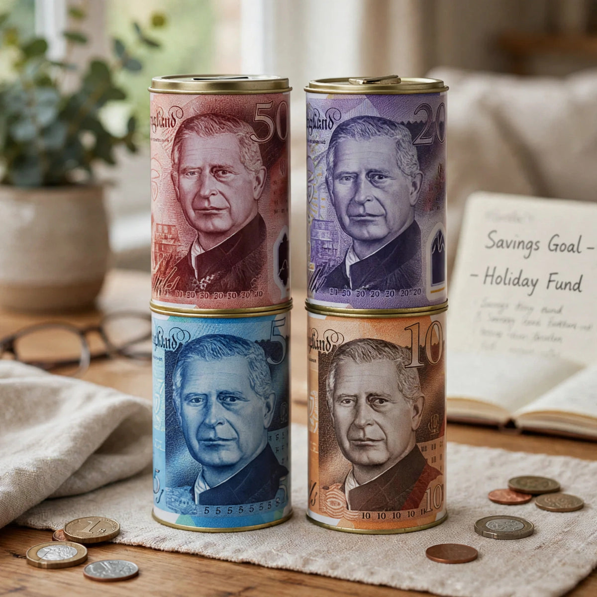 King Charles Money Saving Tin displayed as a patriotic keepsake for royal fans and collectors