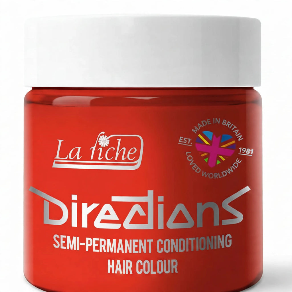 Close-up of La Riche Directions Neon Red Semi-Permanent Hair Dye 88ml tube