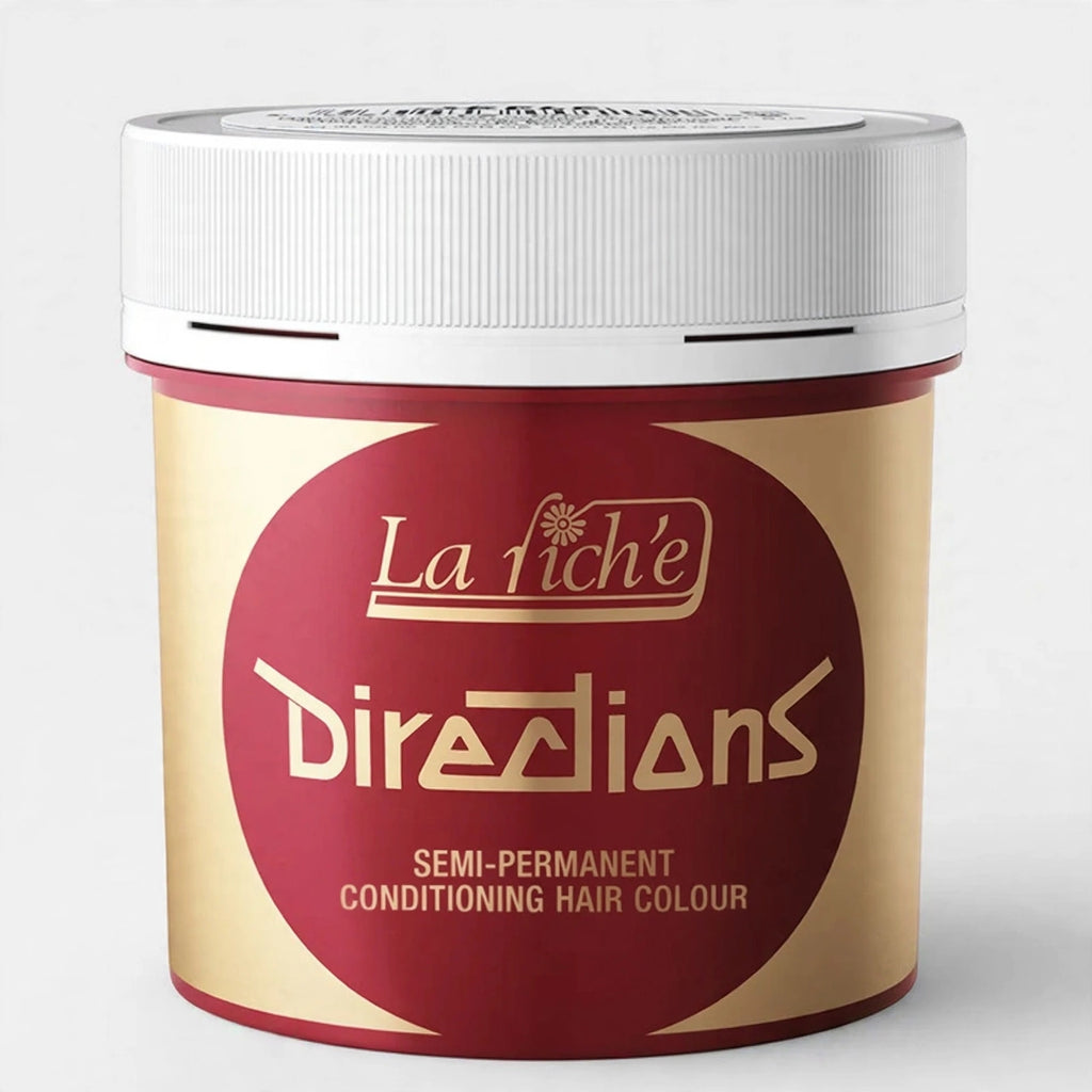 Close-up of La Riche Directions Pillarbox Red hair dye 88ml tub