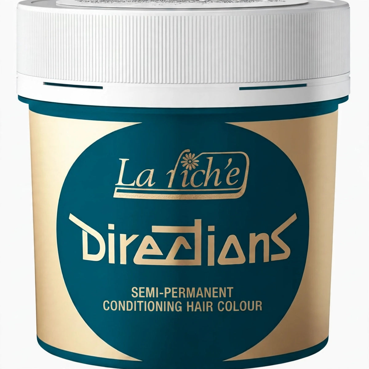 Close-up of La Riche Directions Turquoise Semi-Permanent Hair Dye 88ml bottle label