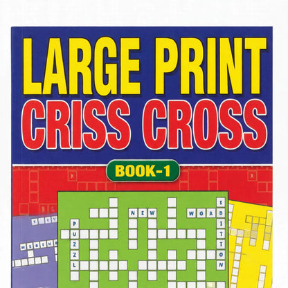 Close-up view of Large Print Criss Cross Book A5 showing puzzle text and layout