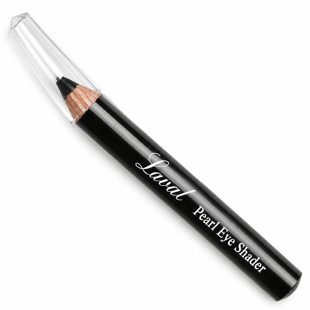 Laval Pearl Eye Shader black pencil with clear cap on white
