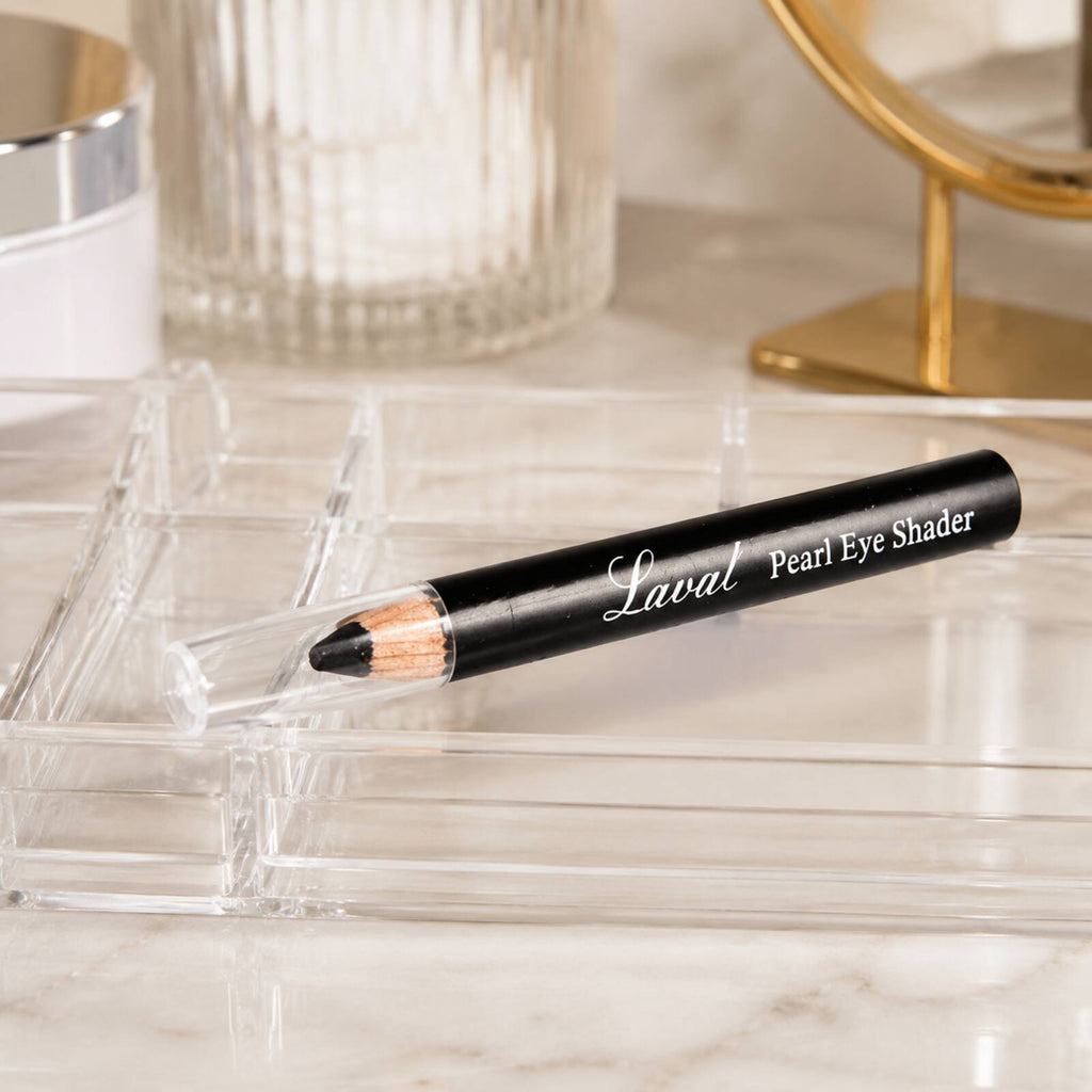 Laval black Pearl Eye Shader pencil displayed in a makeup organiser