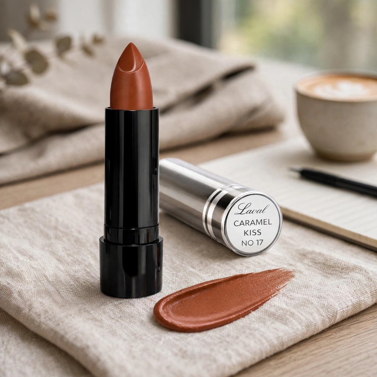 Laval Caramel Kiss Lipstick 17 worn for work and evening occasions