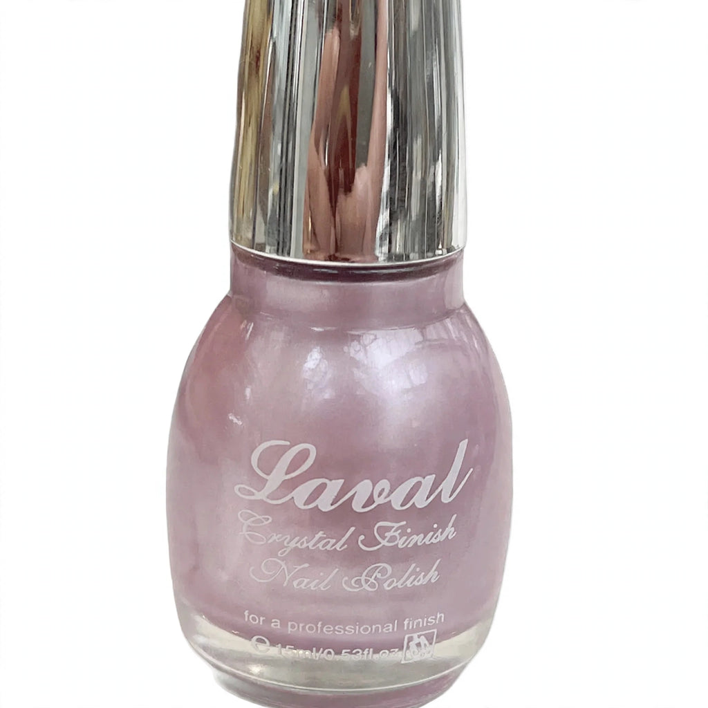 Close-up of Laval Crystal Finish Nail Polish showing satin pearl finish