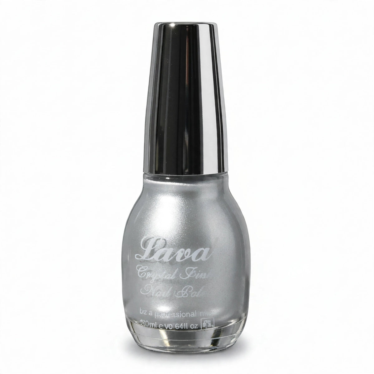 Close-up view of Laval Crystal Finish Nail Polish in Silver bottle