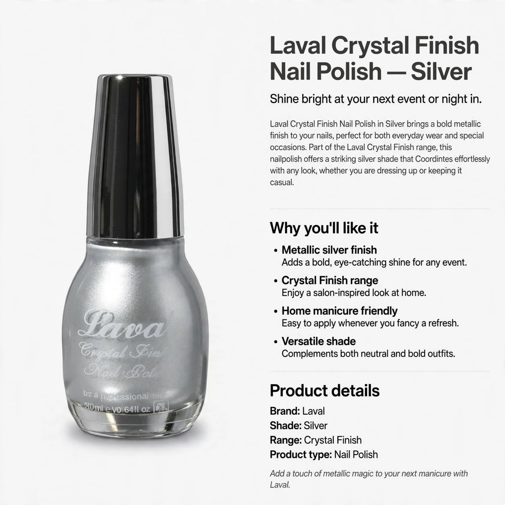 Nail polish suitable for home manicure with a bold metallic silver shade