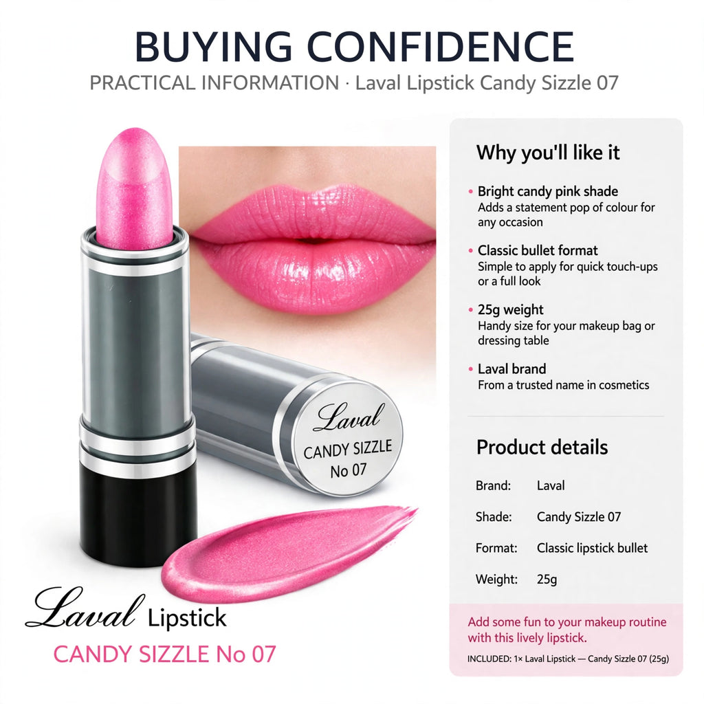 Laval Lipstick Candy Sizzle 07 designed for easy precise application weighs 25g