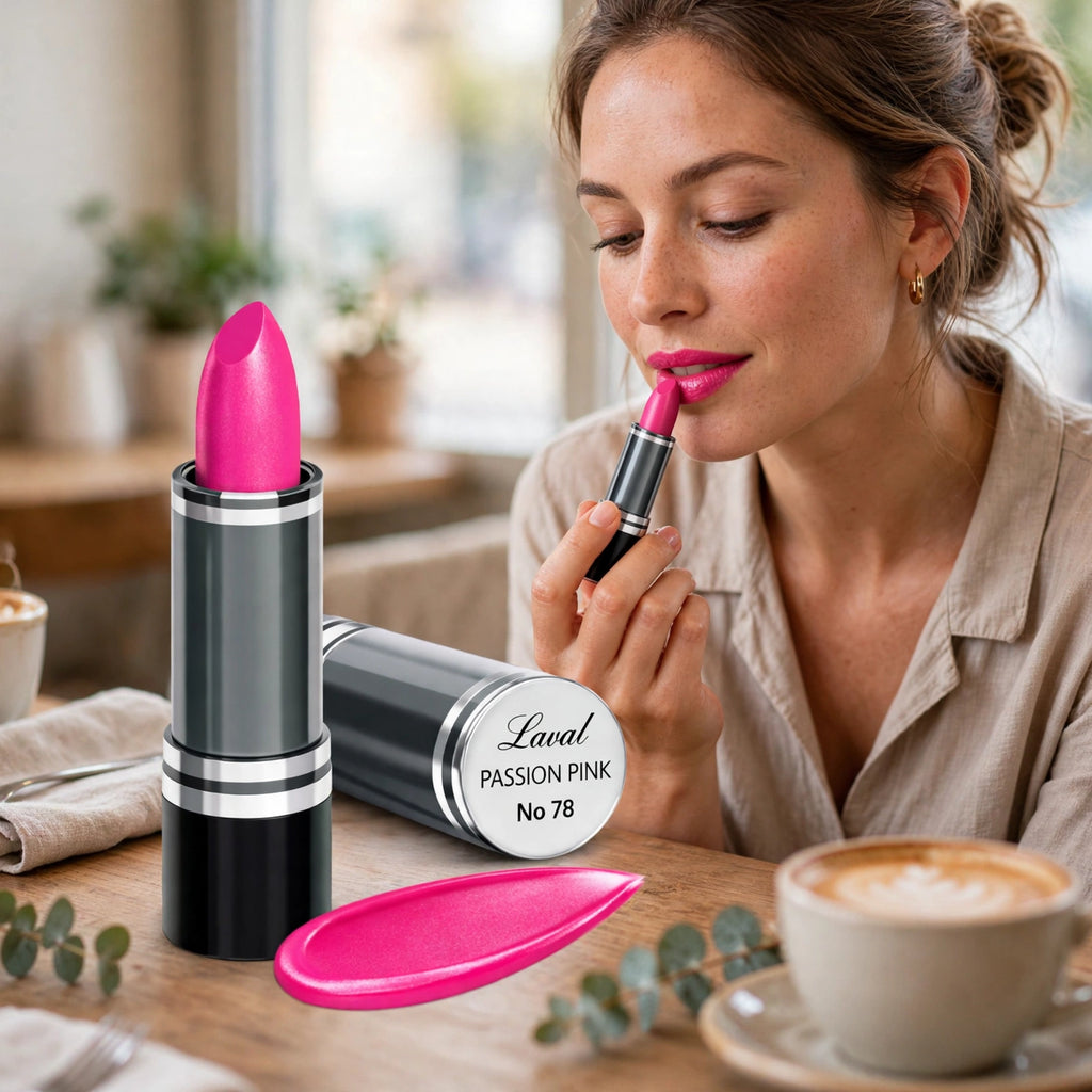 Laval Lipstick Passion Pink 78 worn for daily wear or parties