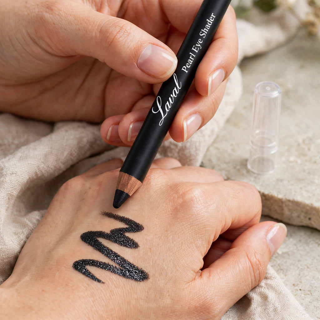 Laval Pearl Eye Shader Black Eyeshadow Pencil shown for eye makeup application