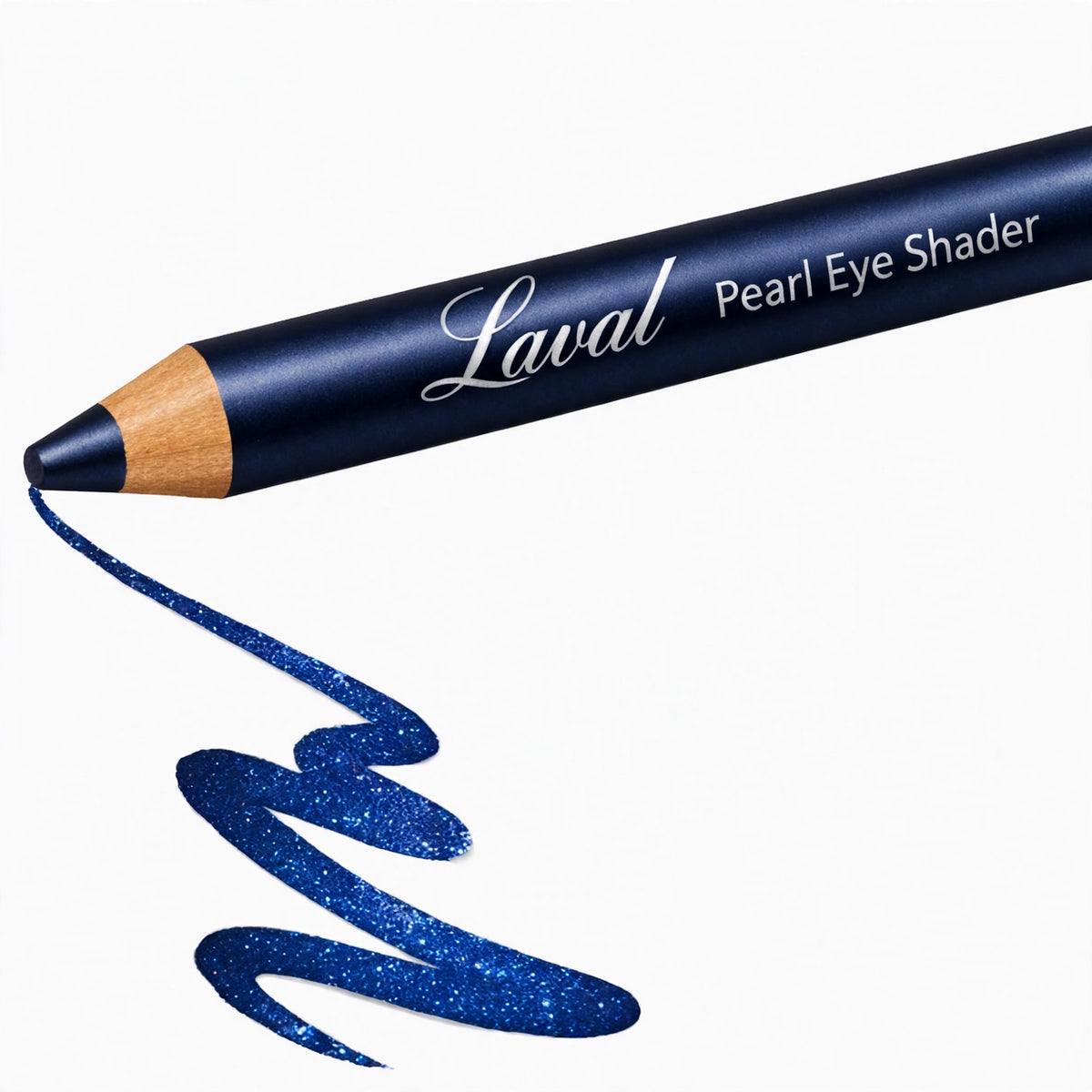 Close-up of Laval Pearl Eye Shader Ocean Blue eyeshadow pencil tip