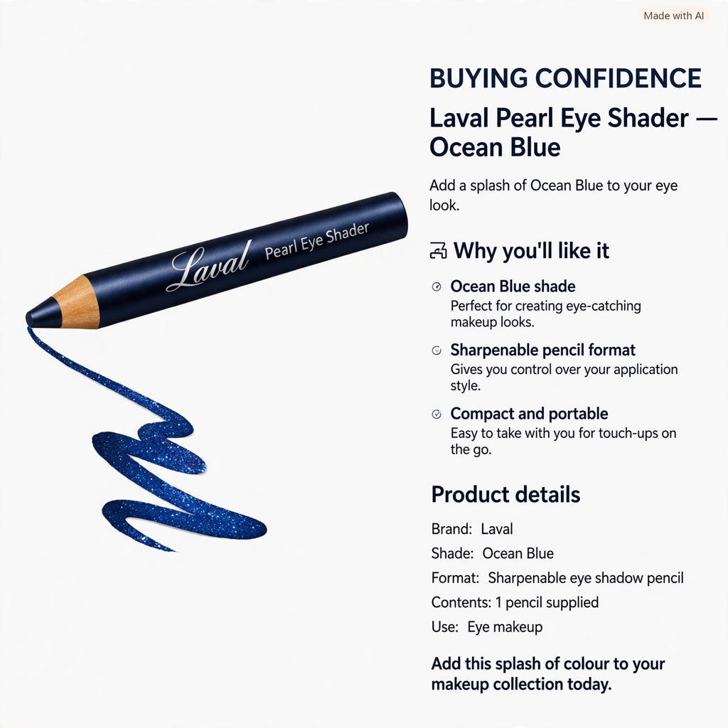 Laval Pearl Eye Shader in Ocean Blue supplied as one sharpenable pencil for eye makeup