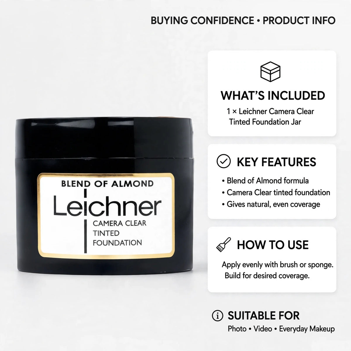 Camera Clear Foundation by Leichner offers buildable coverage and a natural finish.