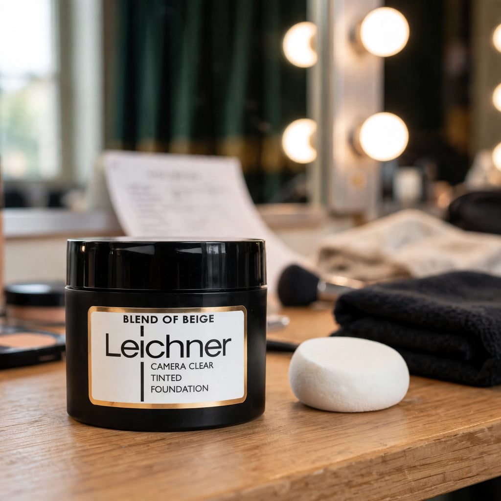 Leichner Camera Clear Foundation being applied for a clean, natural finish under studio lighting