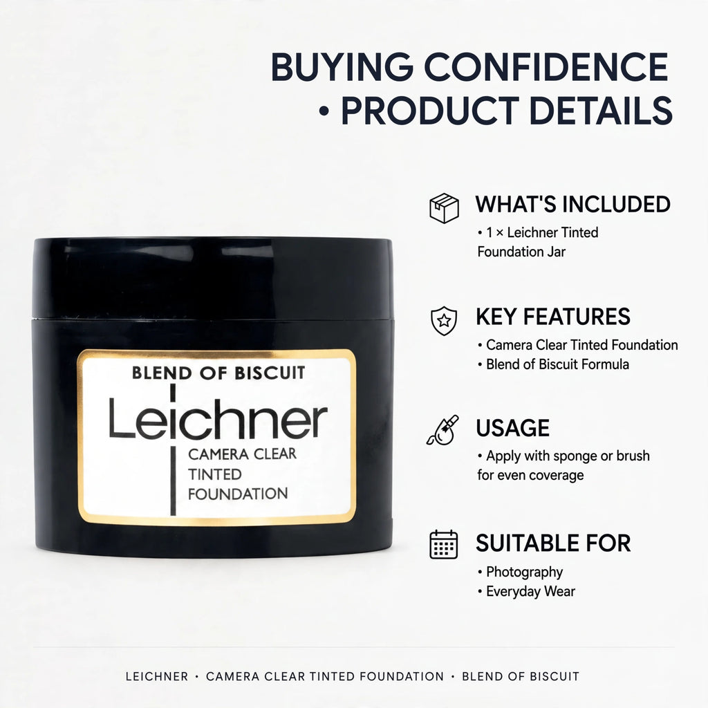 Information on Leichner Camera Clear Foundation's buildable coverage and cream formula