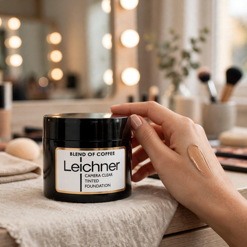 Leichner Camera Clear Foundation being applied on a model in a studio setting